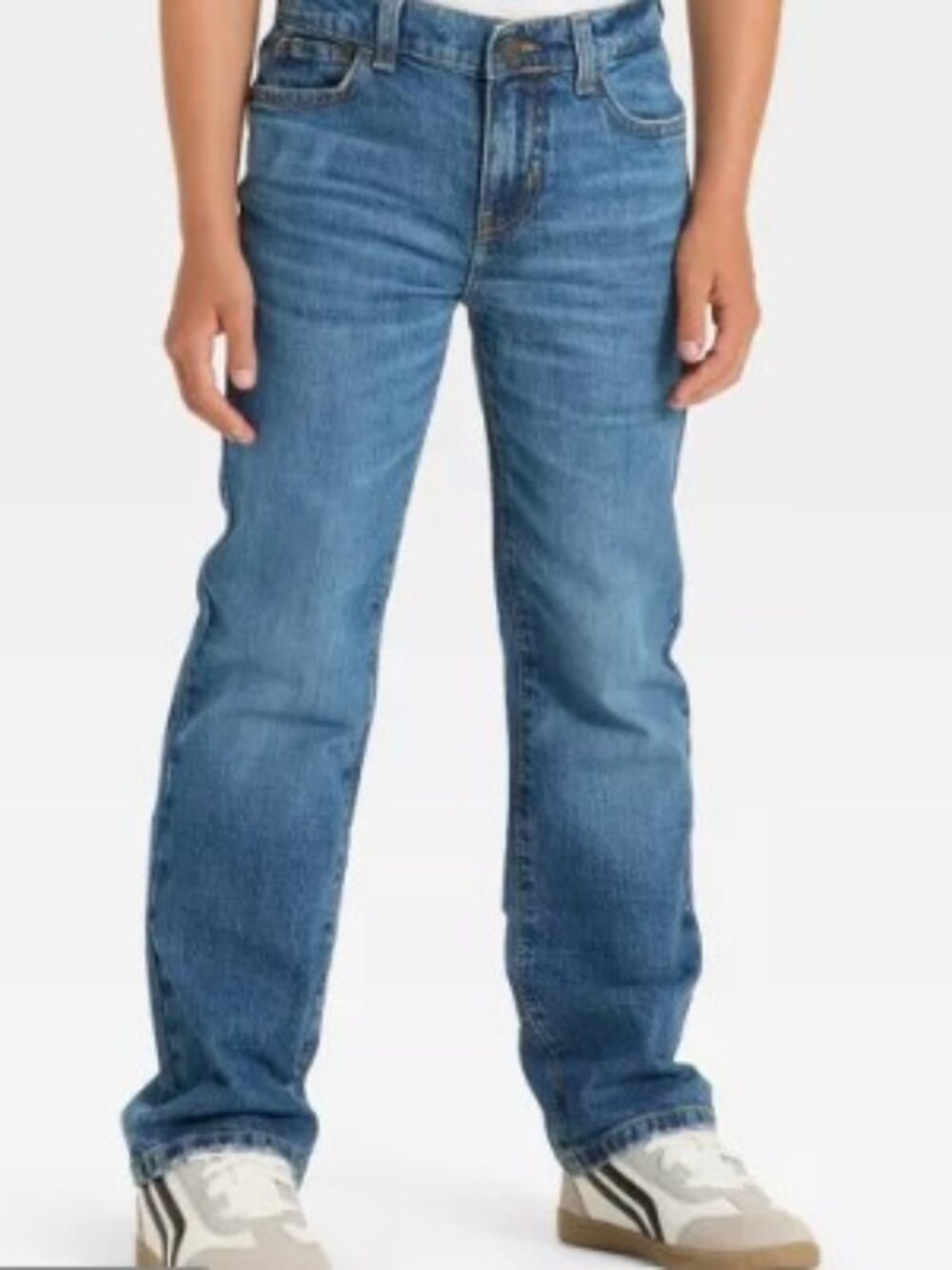 Boys Stretch Straight Fit Jeans Cat & Jack Medium Blue Mid Rise Adjustable waist